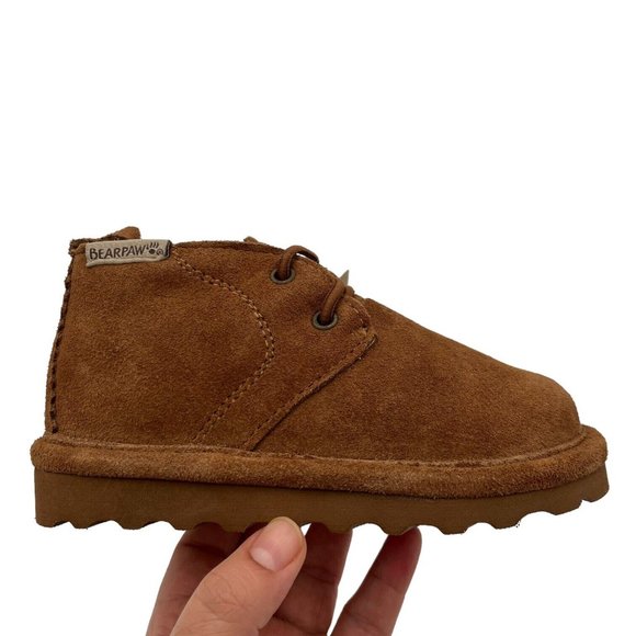 Bearpaw Skye Toddler Boys Suede Boots Size 10 Brown Slip on Lined Winter Shoes - Picture 2 of 16